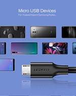 Ugreen Micro USB Data ve Şarj Kablosu, Siyah, 1.5 Metre