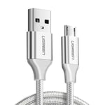 Ugreen Örgülü Micro-USB & USB-A Data ve Şarj Kablosu, 1 Metre, Beyaz