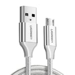 Ugreen Örgülü Micro-USB & USB-A Data ve Şarj Kablosu, 1 Metre, Beyaz