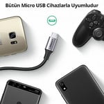 Ugreen Örgülü Micro-USB & USB-A Data ve Şarj Kablosu, 1 Metre, Beyaz