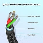 Ugreen Örgülü USB Type-C Şarj ve Data Kablosu, 1.5 Metre, Siyah
