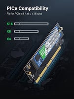 Ugreen PCIe 4.0 x4 x8 x16 Uyumlu 64Gbps NVMe M.2 SSD Dönüştürücü Adaptör