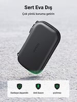 UGREEN Sabit Disk Çantası 2.5 İnç Kasa Harici Sabit Disk Çantası Suya Dayanıklı Eva Evrensel Powerbank Çantası Kablo Çanta Düzenleyici WD Elements, My Passport, Seagate, SanDisk, HDD, SSD ile Uyumlu