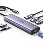 UGREEN USB C Bağlantı İstasyonu, 4K HDMI, Ethernet, PD 100W, 3 USB A 3.0 USB C Hub 5Gbps MacBook Pro/Air, iPad Pro/Air, Surface Pro/Go, Galaxy Tab/S23/S22, Steam Deck, Switch ile uyumlu