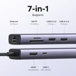 UGREEN USB C Hub 4K 60Hz HDMI HDR 1Gbps Ethernet 100W PD, SD/microSD, MacBook Air/Pro, iPad için 2 USB 3.0 Uyumlu