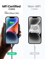 UGREEN USB C - Lightning Kablosu MFi Sertifikalı USB C Lightning Şarj Kablosu PD 3.0 iPhone 14, iPhone 13, iPhone 12, iPhone 11, iPhone SE, iPad 10.2 2021, AirPods vb. ile uyumludur. (1M)