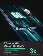 UGREEN USB C - Lightning Kablosu MFi Sertifikalı USB C Lightning Şarj Kablosu PD 3.0 iPhone 14, iPhone 13, iPhone 12, iPhone 11, iPhone SE, iPad 10.2 2021, AirPods vb. ile uyumludur. (1M)