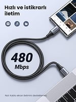 Ugreen USB C to Type-C PD 3.1 240W 5A Hızlı Şarj ve Data Kablosu 2 Metre