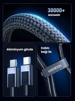 UGREEN USB-C to USB-C 240W PD Hızlı Şarj Kablosu, Uzay Grisi, 2m, 45068