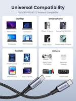 UGREEN USB C - USB C Kablosu, iPhone 16/16 Plus/16 Pro/16 Pro Max/15, MacBook Pro, iPad Pro, Dell XPS, Samsung Galaxy S24/S23/S22 Ultra, Anahtar, Piksel, 6.6FT Siyah için USB C Şarj Kablosu(2m)