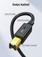 Ugreen USB den USB-B ye Yazıcı Tarayıcı Kablosu, 3 Metre - Seçenekler: 1,5m, 5 metre, 10FT