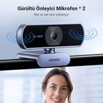 UGREEN USB Web Kamerası PC için Full HD 1080P/30fps Web Kamerası, Mikrofonlu Web Kamerası Net Stereo Ses Otomatik Işık Düzeltme 85° Görünüm Canlı Yayın için Web Kamerası Görüntülü Aramalar Öğrenme
