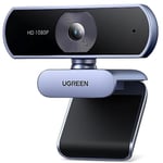UGREEN USB Web Kamerası PC için Full HD 1080P/30fps Web Kamerası, Mikrofonlu Web Kamerası Net Stereo Ses Otomatik Işık Düzeltme 85° Görünüm Canlı Yayın için Web Kamerası Görüntülü Aramalar Öğrenme
