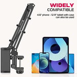 ULANZI Masa için T2 Ayarlanabilir Tablet Tutucu, Yatak için Karbon Çelik Tablet Telefon Standı, Esnek Tablet Kol Kelepçesi iPhone 15 Pro iPad Kindle Galaxy Tab 4.6-12.9 İnç Cihazlarla Uyumlu