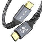 ULT-WIIQ Thunderbolt 4 Kablosu için 3FT USB 4 Kablo, 40Gbps USB 4 Veri Aktarımı, 8K/6K@60Hz Monitör Ekranı, PD 3.1 Video ve Güç, iPhone 16, MacBook, SSD, Yerleştirme, eGPU için 240W Hızlı Şarj Kablosu