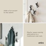Umbra Buddy Kanca, Ceketler, Şallar, Çantalar, Sırt Çantası, Havlular ve Daha Fazlası İçin Dekoratif Duvar Askısı, 3'lü Set, Siyah
