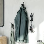 Umbra Buddy Kanca, Ceketler, Şallar, Çantalar, Sırt Çantası, Havlular ve Daha Fazlası İçin Dekoratif Duvar Askısı, 3'lü Set, Siyah