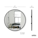 Umbra Hub Duvar Aynası, Koridor, Banyo, Oturma Odası ve Daha Fazlası İçin Yuvarlak Ayna, Siyah, 94 cm Çap