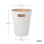 Umbra Woodrow Çok İyi, Özel Kapasitesi Var, Ofis, Banyo, Oturma Odası ve Daha Fazlası İçin, 7,5 L Kapasite, Beyaz/Doğal