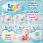 Uni Baby Bebek Temizleme Pamuğu 6*60 Adet - Seçenekler: 60'lı, 60'lı (2 paketi)