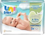 Uni Baby Hassas Dokunuş 156 Yaprak Parfümsüz Islak Mendil, Beyaz, 6-12 Ay (3 x 52 Adet)