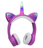 Unicorn Çocuk Kablosuz Kulaklık, Kız Erkek Dizüstü Bilgisayar Tableti için Küçük Çocuk Bluetooth Kulaklık, Doğum Günü Seyahat Okul Hediyeleri için Led Işıklı Çocuk Kulaklığı. (koyu mor)