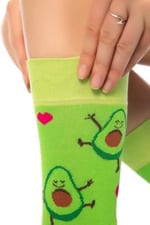 Unisex Avokado Aşkı Desenli Renkli Burnu Dikişsiz Çorap