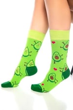 Unisex Avokado Aşkı Desenli Renkli Burnu Dikişsiz Çorap