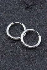 Unisex Cerrahi Çelik Gümüş Renk 12 mm Halka Küpe
