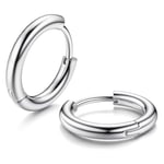 Unisex Cerrahi Çelik Gümüş Renk 12 mm Halka Küpe