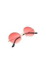 Unisex Pembe Metal Yuvarlak Çerçeve Güneş Gözlüğü