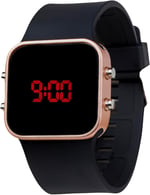 Unisex Rose Renk Siyah Silikon Kordon Dijital Led Kadın Kol Saat ST-303697