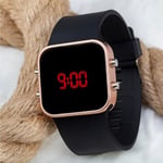 Unisex Rose Renk Siyah Silikon Kordon Dijital Led Kadın Kol Saat ST-303697