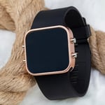 Unisex Rose Renk Siyah Silikon Kordon Dijital Led Kadın Kol Saat ST-303697