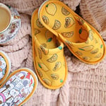 Unisex Sarı Limon Desenli Yumuşak Tabanlı Ev Terlik