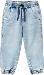 United Colors of Benetton Arka Cebi Logolu Lastik Paça Ağartılmış Denim Pantolon Kot Pantolon Erkek çocuk