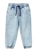 United Colors of Benetton Arka Cebi Logolu Lastik Paça Ağartılmış Denim Pantolon Kot Pantolon Erkek çocuk