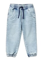 United Colors of Benetton Arka Cebi Logolu Lastik Paça Ağartılmış Denim Pantolon Kot Pantolon Erkek çocuk