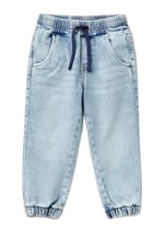 United Colors of Benetton Arka Cebi Logolu Lastik Paça Ağartılmış Denim Pantolon Kot Pantolon Erkek çocuk