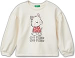 United Colors of Benetton Arkası Logo Detaylı Önü Baskılı Balon Kol Sweatshirt Sweatshirt Kız çocuk
