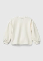United Colors of Benetton Arkası Logo Detaylı Önü Baskılı Balon Kol Sweatshirt Sweatshirt Kız çocuk