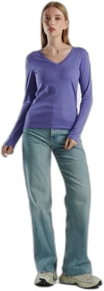 United Colors of Benetton Basic V Yaka Uzun Kollu T-Shirt T-Shirt Kadın