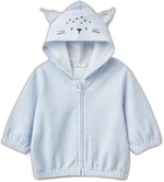 United Colors of Benetton Bebek Toz Mavi Kulaklı ve İşlemeli Kapüşon Detaylı Fermuarlı Sweatshirt
