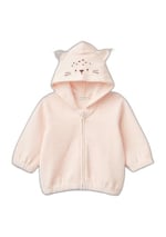 United Colors of Benetton Bebek Toz Mavi Kulaklı ve İşlemeli Kapüşon Detaylı Fermuarlı Sweatshirt