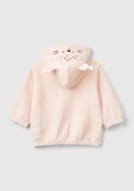 United Colors of Benetton Bebek Toz Mavi Kulaklı ve İşlemeli Kapüşon Detaylı Fermuarlı Sweatshirt
