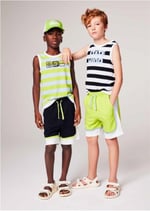 United Colors of Benetton Beli Büzgülü Arkası Logo İşlemeli Renk Bloklu Bermuda Şort Şort Erkek çocuk