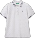 United Colors of Benetton Erkek Çocuk Beyaz Desenli Çizgili Polo T-Shirt