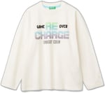United Colors of Benetton Erkek Çocuk Ekru 3 Boyutlu Efektli Çok Renkli Baskılı Uzun Kollu T-Shirt
