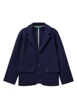 United Colors of Benetton Erkek Çocuk Lacivert Logo İşlemeli Yama Cepli Blazer Ceket