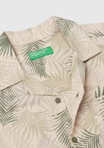 United Colors of Benetton Erkek Çocuk Desenli Keten Karışımlı Kısa Kollu Gömlek, 5OUGCQ03U
